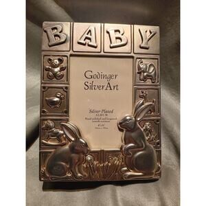 Vintage GODINGER Rabbit Baby Photo Album Silver Plated Nursery Keepsake As-Is